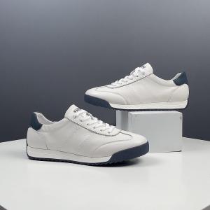 Leather Mens Low-Top Casual Shoes Breathable Comfortable Sports Sneakers Flat Heel round Toe Rubber Outsole Solid Color