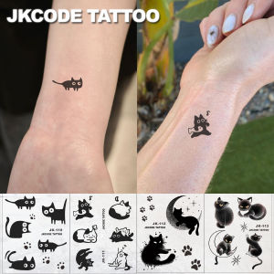 Hand Tattoo- Minimalist Design Tattoos-Cute Black Cat Tattoo-Womens Hands and Feet Long-Lasting Waterproof Tattoo Stickers Body Art for 3-5 Days