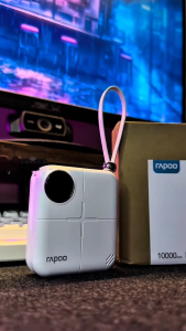Rapoo XT1 10000mAh Power Bank Fast Charging Original Portable Mini PowerBank Built In 2 Cable 22.5W Type-C and 20W Lightning
