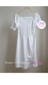 Aline Dress Sabrina Scuba Lengan Puffy Wanita Korea Style (B1-012-6712)