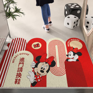 Mickey Door Mat Entrance Hallway Anti-Slip Silk Circle Foot Pad Indoor Outdoor Dustproof Entrance Door Mat Rectangular Modern Simple Style