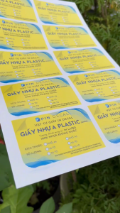 PIN DECAL - Xấp 10 tờ - Giấy in nhựa Plastic - in menu chống nước - khổ A4 A3 - in Laser (KHÔNG KEO)
