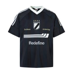 เสื้อยืดคอวีลายทางหลวมๆ สไตล์ฤดูร้อนสำหรับทั้งชายและหญิง เสื้อยืดคอกลมแขนสั้นผ้าฝ้ายแบบลำลองสำหรับเล่นกีฬาในชีวิตประจำวัน