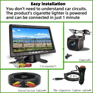 7/5/4.3 Inch Universal Car LCD Monitor Rear View Backup Camera Easy Installation Night Vision Parking Assist for Trucks/Vans.