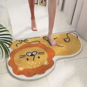 VIKAMA Cute Kitten-Shaped Doormat Soft Plush Bathroom Mat Non-Slip Indoor/Outdoor Entryway Rug Home Decor
