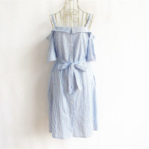 Summer Series Womens Dress A-4-10-3-2 Strapless Shoulder Bared Tied Gown 81416158 Elegant Fashionable Ladies Clothing