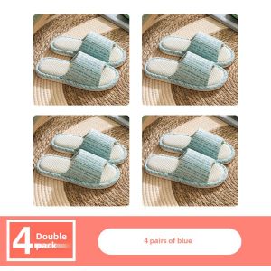 Spring Autumn Linen Slippers Womens Anti-slip Indoor Outdoor Thick Bottom Soft Bottom Couple Style Home Comfortable Shoes