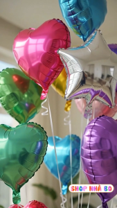 Bong Bóng Hình Ngôi Sao Trái Tim Size 10 inch Nhà Bo Tráng Nhôm Đủ Màu Trang Trí Sinh Nhật Party