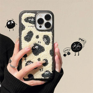 CrashStar Ins Plush Embroidery Cartoon Anti-fall Phone Case For iPhone 15 14 Pro Max Plus 13 12 11 Pro Max Cute Winter Warm Phone Casing Hard Shockproof Phone Cover Shell Top Seller
