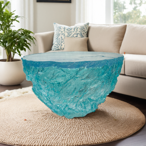 Luxurious Transparent Epoxy Resin Coffee Table Designer Artistic round Living Room Tea Table Customizable Glass Furniture