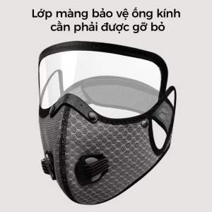 Khẩu trang Nano kháng khuẩn 5 lớp chống độc có 2 van thở lọc khí - khẩu trang chống dịch có kính chống giọt bắn tháo lắp đa năng