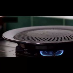 Orange Grill Pan BBQ Bentuk BULAT Alat Pemanggang Anti Lengket 32cm - Alat Panggang Daging BBQ Non-stick