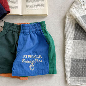 2026 New Summer Kids Shorts 1-6T Cute Loose Korean Children Half Pants Embroidered Letters Girls Quick Drying Shorts