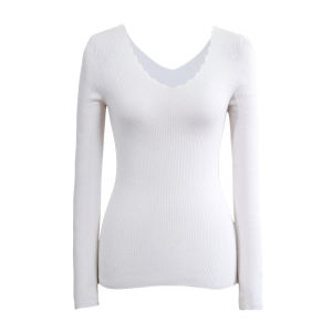 V-Neck Seamless Ribbed Womens Top