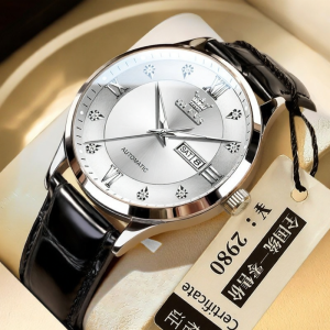 OLEVS | Automatic Simple Leather Night-Light Watch
