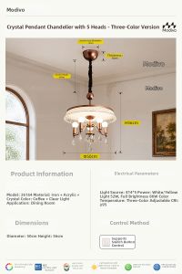 FANCY LAMP CLUB | Elegant Light-Protecting LED Chandelier Full Spectrum