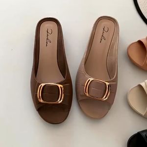 READY STOCK ELynA Women Flat Shoes with Square Buckle Kasut Wanita Slippers Kasut Raya 2025 Kasut Wanita Popular Kasut Perempuan Kasut Wanita