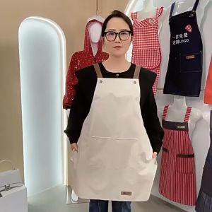 【COD】 Apron Kitchen Apron Water Proof Large Pocket Oilproof Dirstproof Kitchen Tools Cafe Shop Word Apron 圍裙