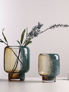 Luxurious Gradient Wide Mouth Crystal Glass Flower Vase Home Decorative Item Premium Feel Floral Arrangement French Style Flower Pot