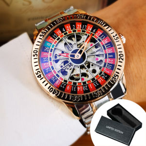 AOKULASIC | AOKULASIC Luxury Mechanical Watch for Men Fashion Rotating Design Leather Steel Strap Business Casual Automatic Mens Watches New