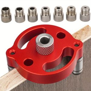 XMSJ | Self Center Dowel Jig Handheld Drill Guide for Straight Holes Wood Panel Hole Puncher Locator Woodworking Joints Tool