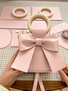 Handcrafted Butterfly Knot Bucket Bag Material Kit Single Shoulder Crossbody Bag Fashionable Trendy Soft Synthetic Leather