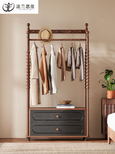 FALANSIJIA | French Vintage Wooden Clothing Rack Drawer Mobile