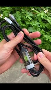 Dây Sạc Cáp Sạc 3 Đầu ( Micro TypeC Lainig ) Bọc Vải Dù Bền Bỉ Dài ( 1m 2 ) 3 in 1 Chống Rối Có Đèn Led