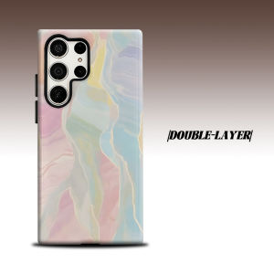 BILIBILI | Pastel Marble Fluid For Samsung Galaxy S26 S25 S24 A56 A36 Dual Layer Luxury Fashion Full Lens Protective Case