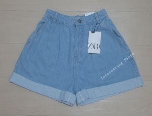 Branded Overruns High Waisted Pleated Denim Shorts