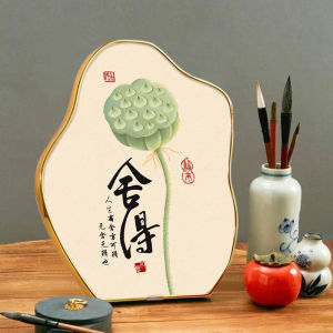 New Chinese Style Calligraphy Art Desktop Sculpture Zen Desk Decoration Creative Artificial Crystal Mountain Scenery Office Decor