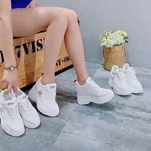 Sepatu Sneakers Wanita Hak Tinggi Casual Anti Slip Karet Premium SPM