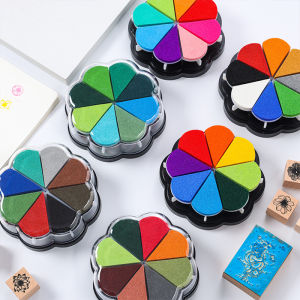 Colorful detachable 8-color petal water droplet rubber stamp ink pad DIY rubber stamp handmade account printing pad creative