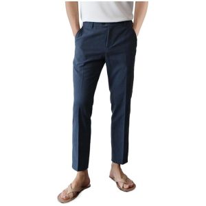 Mens Linen Trousers Summer Slim Fit Trousers Lightweight Casual Trousers Business Beach Trousers for Men with Buckle