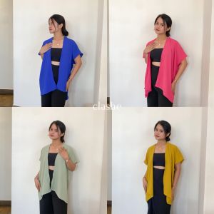 Cardigan Lengan Pendek Wanita Kekinian Korean Style Ootd Terbaru Crinkle Airflow Anti Lecek Ivana Top by Clashe
