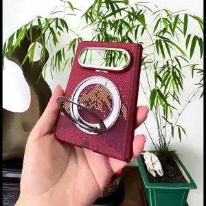 szhaiyu | For Samsung Galaxy Z Fold 8 Fold8 Wide Skin Feel Case With 360 Rotating Stand Shockproof For Magsafe Metal Lens Protection Cover