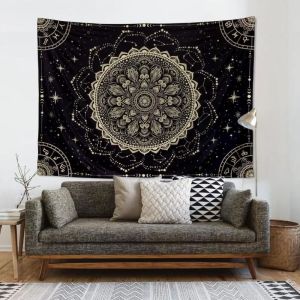 VIKAMA Mandala Chòm Sao Tường Thảm Nền Đầy Sao Thẩm Mỹ Bohemian Phòng Ngủ Ký Túc Xá Trang Trí Phòng Khách 100% Polyester