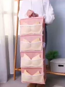 🚚 SG Seller🚚Hanging Closet Organizer Storage with Side Pockets 2/3/4 Shelves Non-woven Cloth  Foldable for Clothes Pants Underwear Bra Socks and Shoes