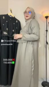 Gamis Shakila Premium Muslim Wanita Bahan Shakila Premium Tebal Vest Bordir Bunga