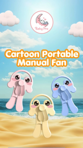 Baby Pro Kids Cute Cartoon Portable Manual Fan Hand Pressure Fan