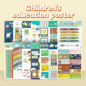 16PCS ABC Learning Animals Alphabet Number Chart For Kids Educational Set English Numbers Colors Months Early Education Poster Toy