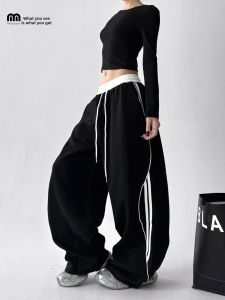 MUYUZI | Vintage American Sport Pants Fall/Winter Loose Slim Straight Leg