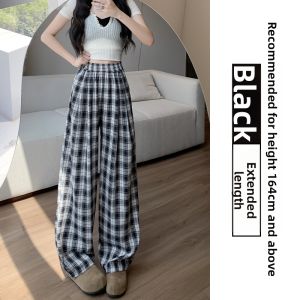 LANMENGYA | High Waisted Slimming Ice Silk Plaid Culottes