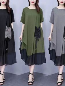 HUAXUNRAN | Knee-Length Slimming Dress for Middle-Aged Women Plus Size