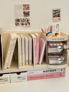 เคสหนังสือพลาสติก Acrylic สำหรับโต๊ะทำงาน ชั้นวางหนังสือแบบยืดหยุ่นสำหรับนักเรียน กล่องเก็บของบนโต๊ะ แผ่นกันกระแทก