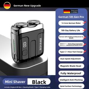 MONLEYTA | German Precision Portable Magnetic Attraction Mens Electric Shaver Travel Convenient Mini Genuine Beard Razor Double Blade Steel