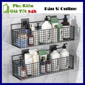Kệ để đồ nhà tắm dán tường siêu chắc chịu lực tốt kệ dán tường sơn tĩnh điện cao cấp không rỉ đựng đồ tiện lợi - kệ để gia vị nhà bếp treo tường không cần khoan đục ( Tặng Kèm Miếng Dán )