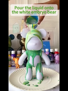 NFS 1/10PCS Fluid Bear Set DIY Coloring Violent Bear Painting Keychain Educational Toys Gift for Children painting kit set for kids gift set
