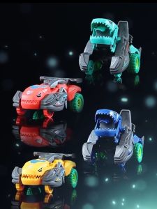 Alphar Toys Transforming Dinosaur Car Deformation Car Toys Inertial Sliding Dino Car Automatic Transform Toy Boys Gifts