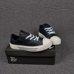 Obral Sepatu Kulit Hawn Hara Low Hitam Putih 36-43 Sneakers Leather Black White Sepatu Sekolah Hitam Putih